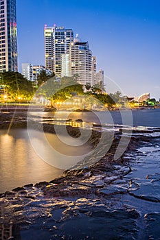 Hotel on beach and Sea Twilight