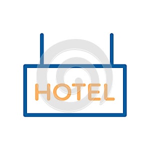 Hotel billboard signpost thin line icon. Vector illustration for hotel, motels, vacations, tourism, night stays photo