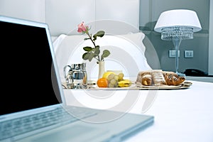 Hotel Breakfast And Laptop