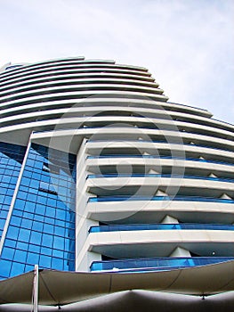 Hotel Building on the Beach. Le Meridien Al Aqah Beach Resort, United Arab Emirates