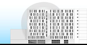 Hotel Building Facade Architectural Plan