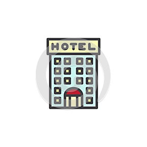 Hotel building filled outline icon