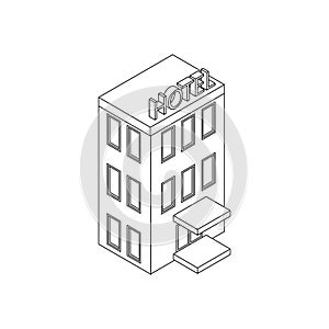 Hotel building icon, isometric 3d style