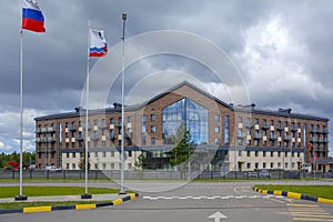 A hotel building under construction in the village of Vladimirovka