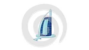 Hotel Burj Al Arab in United Arab Emirates icon animation