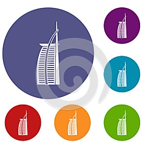 Hotel Burj Al Arab in United Arab Emirates icons