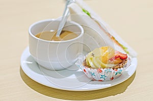 Hotel coffee break with cuisin