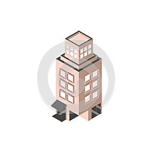 Hotel commercial building isometric style