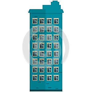 Hotel multistoried building facade isolated flat vector icon photo