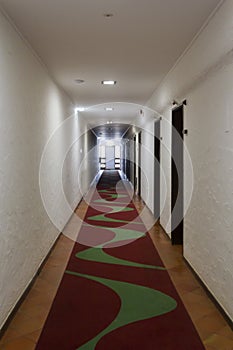 Hotel corridor with carpet