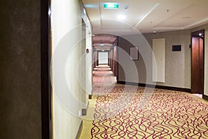 Hotel corridor with carpet