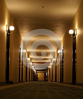 Hotel corridor perspective