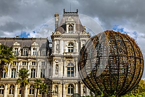 Hotel-de-Ville City Hall in Paris - building housing City of Paris`s administration.