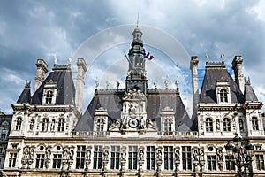 Hotel-de-Ville City Hall in Paris - building housing City of Paris`s administration.