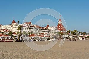 Hotel del Coronado is located in Coronado California, USA and is located on the Pacific Ocean. US National Historic Site