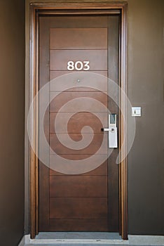 Hotel door number, close up image