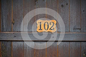 Hotel door number, close up image