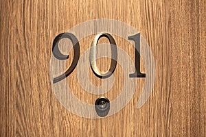 Hotel door number, close up image