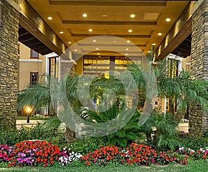 Hotel entrance flowers elegant