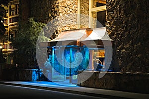 Hotel Entrance at Night