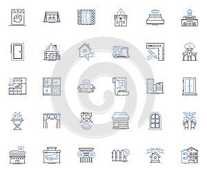 Hotel expansion line icons collection. Growth, Development, Investment, Expansion, Diversification, Renovation