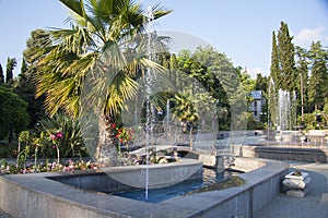 Hotel fountains in garden