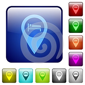 Hotel GPS map location color square buttons