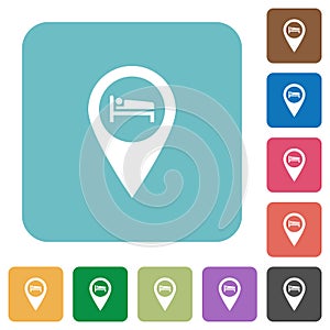 Hotel GPS map location rounded square flat icons