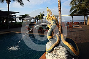 The hotel grounds, swimming pool and trees, Phra Ae Beach, Ko Lanta, Thailand