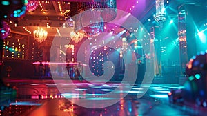 Hotel guests dancing in an upscale discotheque