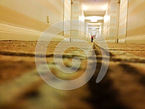 Hotel hallway long perspective corridor