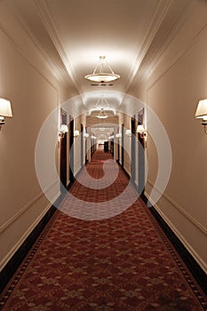 Hotel Hallways with old lighting photo