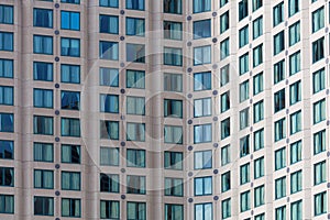 Hotel high rise building windows closeup