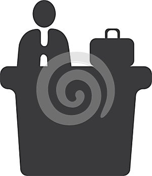 Hotel Hospitality management flat black vector icon