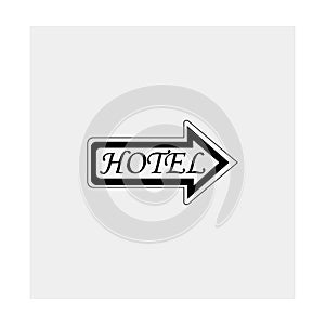 Hotel icon. Gray background. Vector illustration.
