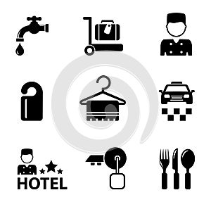 Hotel icon services set