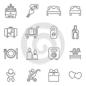 Hotel icon set simple flat style vector illustration