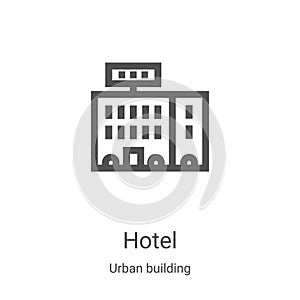 hotel icon vector from urban building collection. Thin line hotel outline icon vector illustration. Linear symbol for use on web