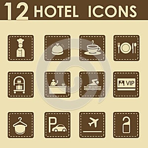 Zariadenie poskytujúce ubytovacie služby ikony sada 