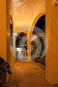 Hotel interior on Playa Hermosa, night. Playa Hermosa, Guanacaste Province, Costa Rica