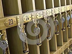 Hotel keys at reception