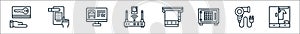 Hotel line icons. linear set. quality vector line set such as clothes, dryer, strongbox, towel, router, monitor, hand