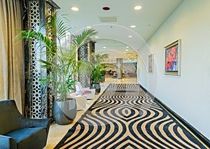 Hotel lobby with modern design photo