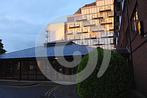 The hotel in the Manchester city in the dusk