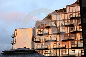 The hotel in the Manchester city in the dusk