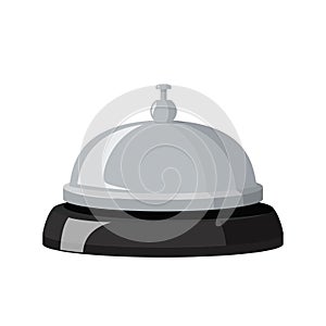Hotel metall bell with black base. Vector illustration isolated on white background