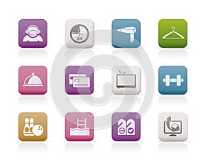 Hotel and motel amenity icons-