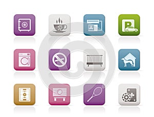 Hotel and motel amenity icons photo