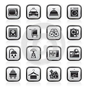 Hotel and motel room facilities icons