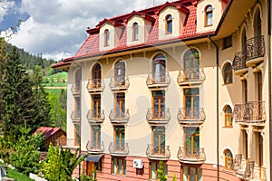 Hotel in the mountains in the spring